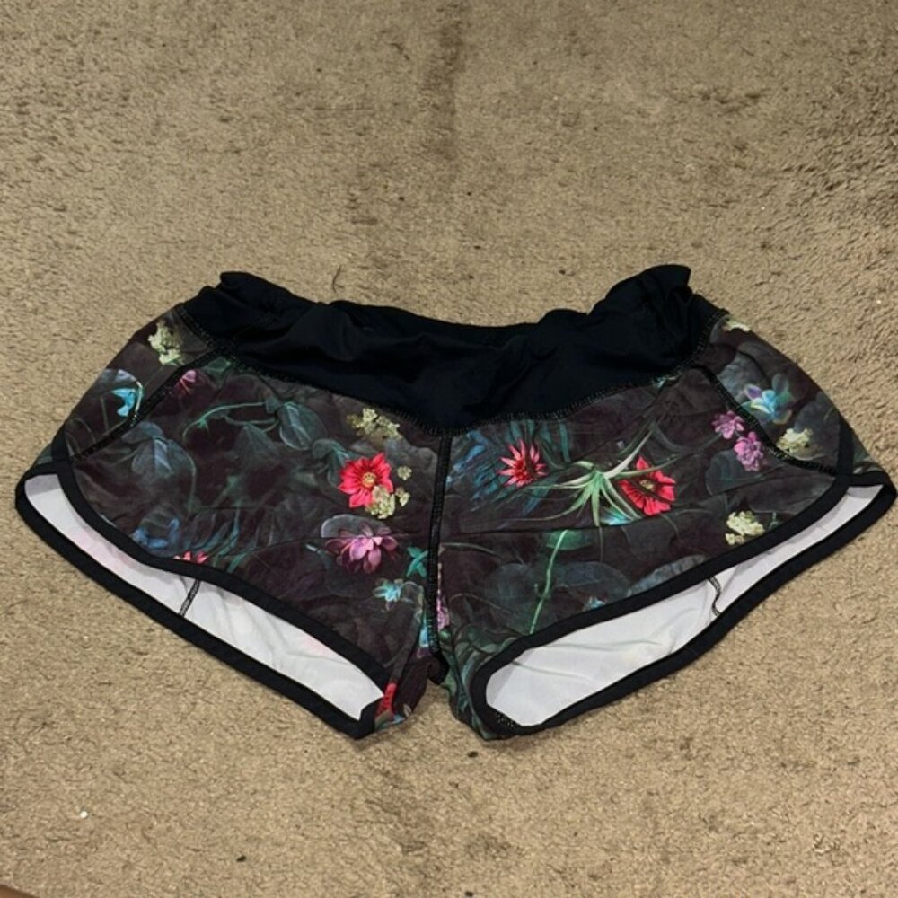 Lululemon Athletica Black Floral Athletic Shorts